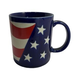 Otagiri Japan Patriotic Coffee mug American Flag Design Red White Blue Stars Vtg